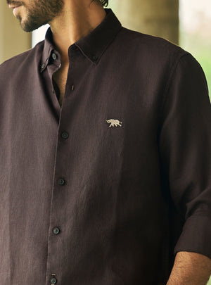 Deep Brown European Linen Shirt
