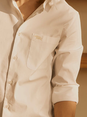 Chalk White Cotton Stretch Shirt