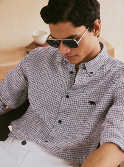 Flint Khaki Check Linen Shirt