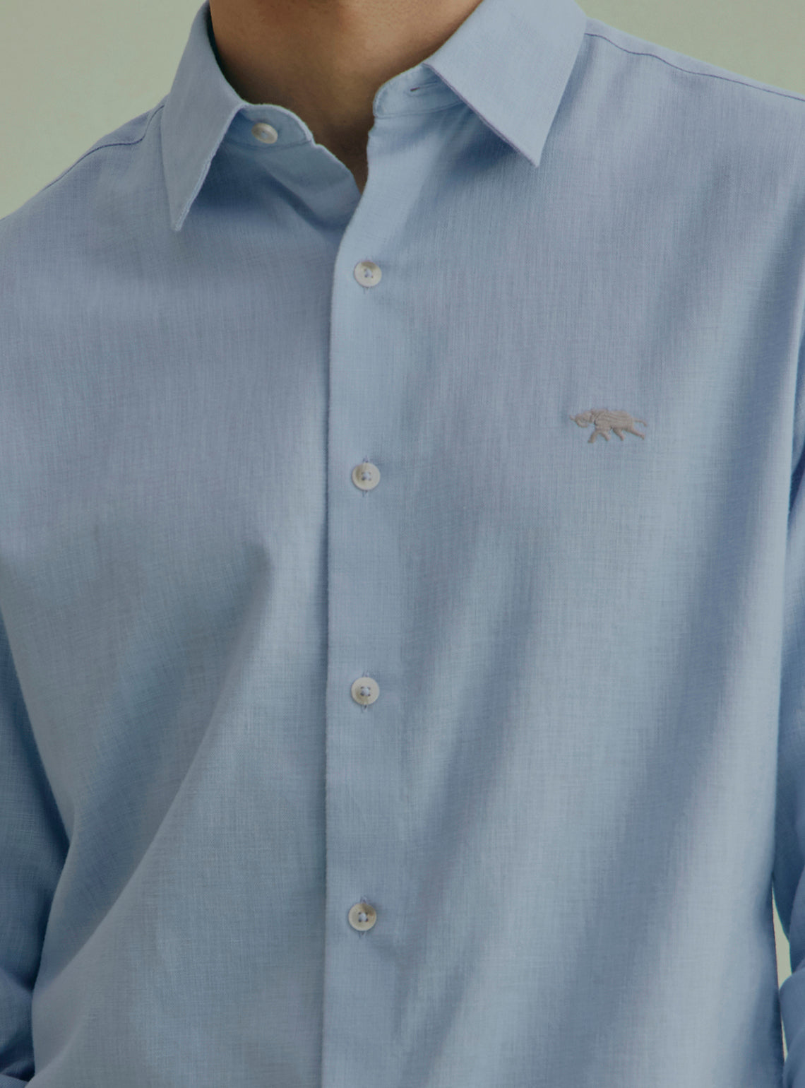 Hibiscus Blue Cotton Slub Shirt