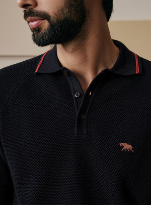 Winter Black Cotton Pullover