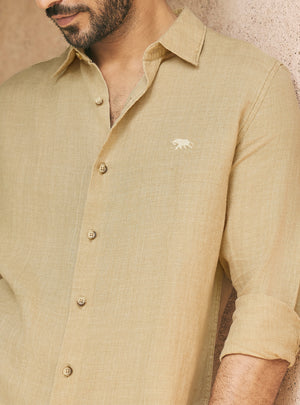 Muted Khaki European Linen Shirt