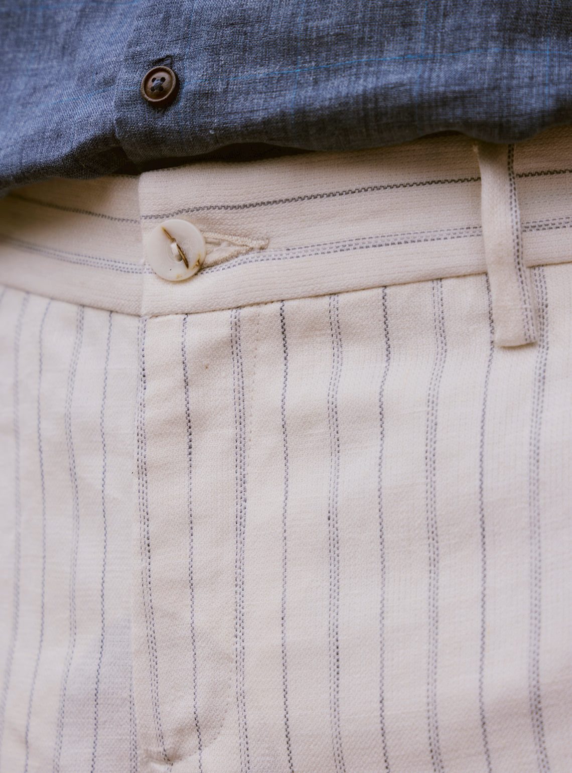 Alto Off-White Linen Dobby Trousers