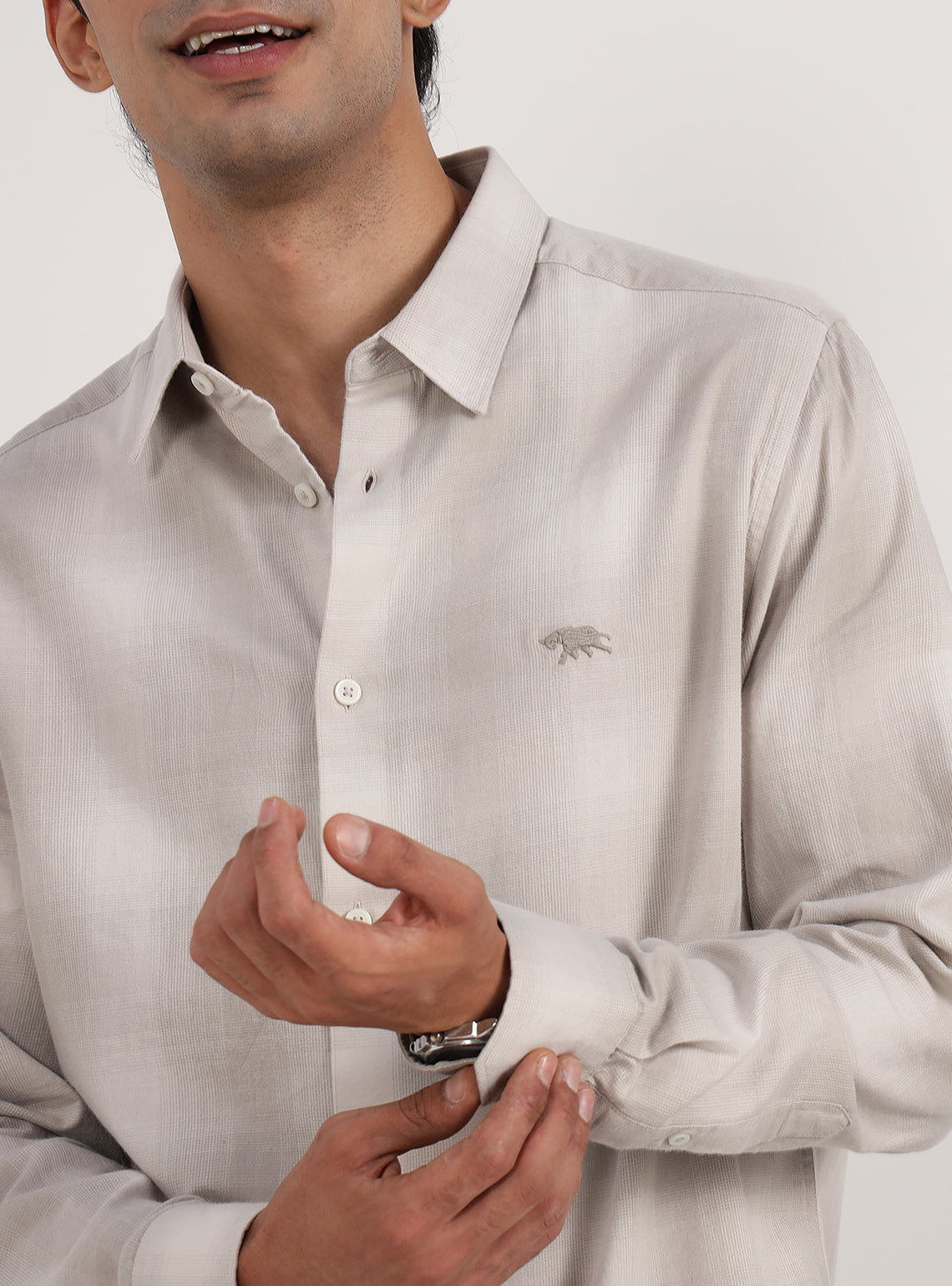 Pearl Grey Check Shirt