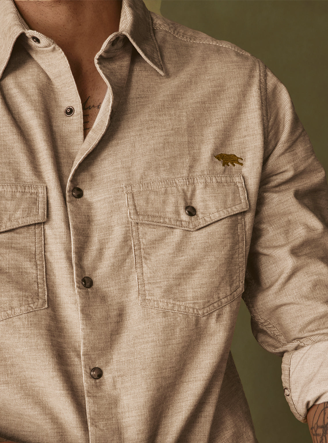 Sandstone Khaki Cotton Corduroy Shirt
