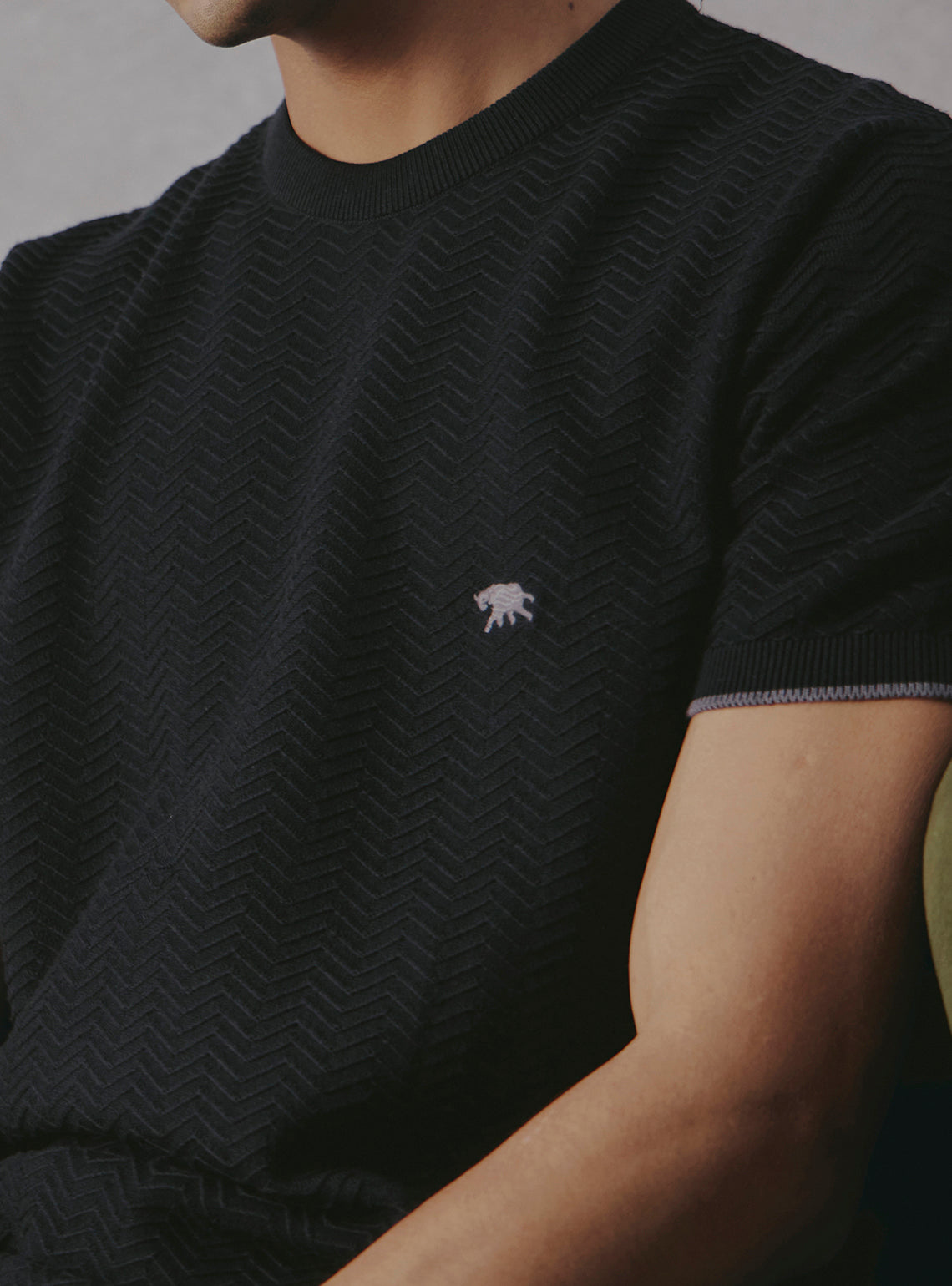 Sesame Black Cotton Crewneck