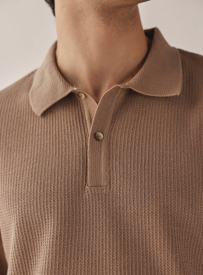 Roman Brown Cotton Textured Polo