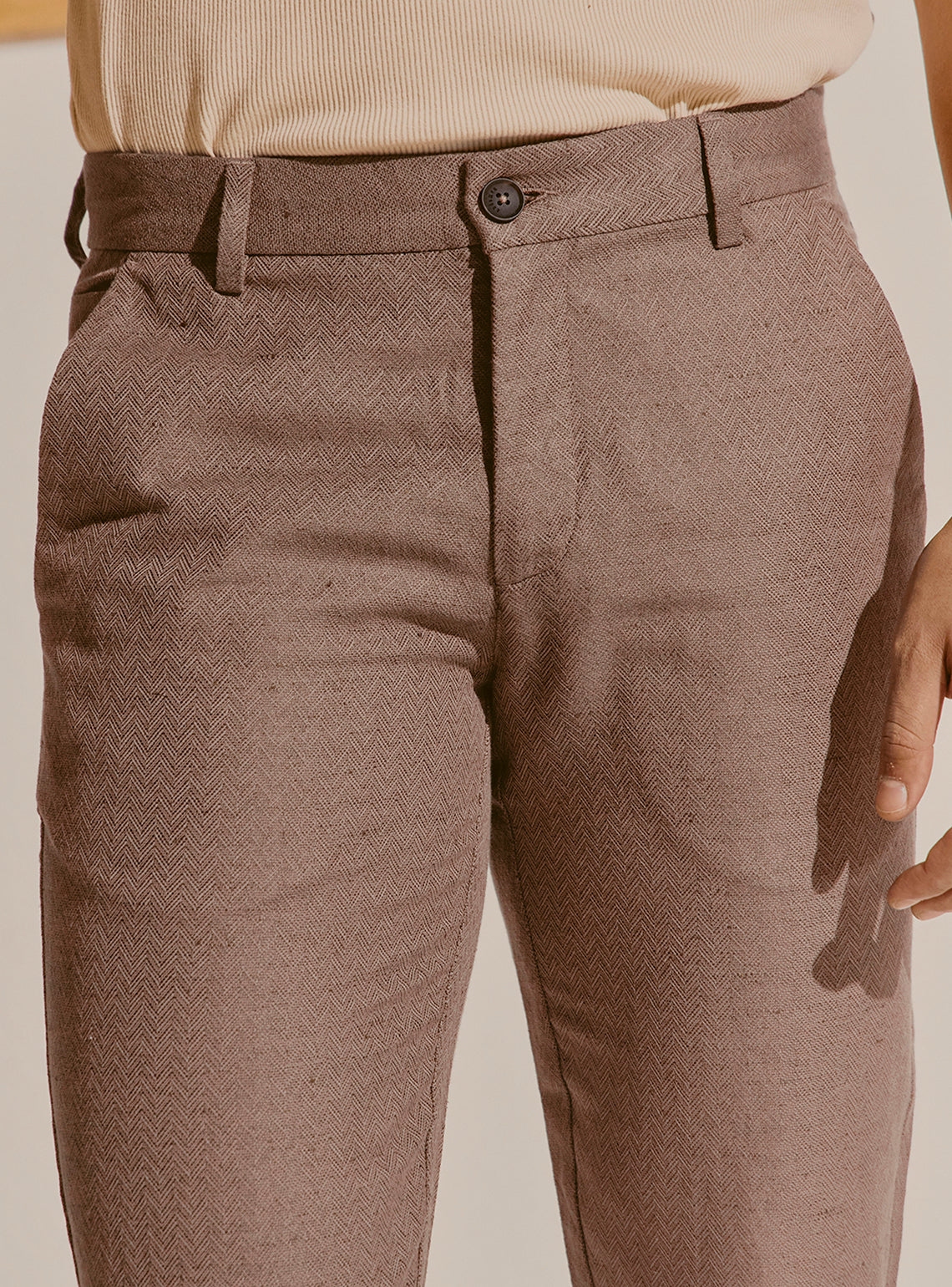 Malaga Brown Cotton Linen Trouser