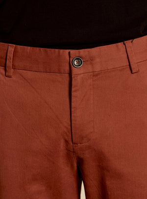 Flame Rust Cotton Stretch Chinos