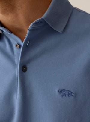 Azure Blue Cotton Stretch Polo