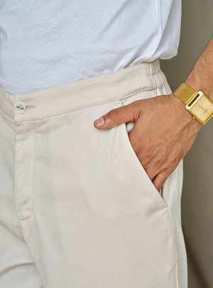 Niva Beige Cotton Blend Trousers