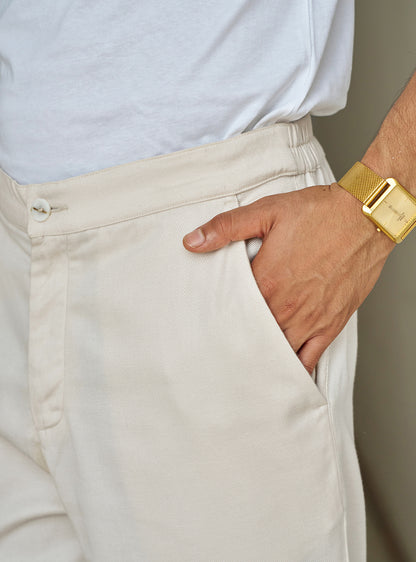 Niva Beige Cotton Blend Trousers