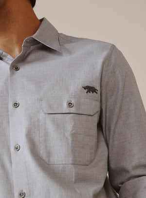 Bombay Gray Cotton Stretch Melange Shirt
