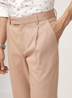 Almond Cotton Stretch Pants