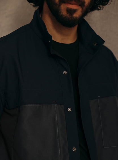Midnight Navy Poly Twill Overshirt