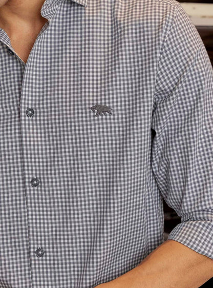 Raven Grey Cotton Check Shirt