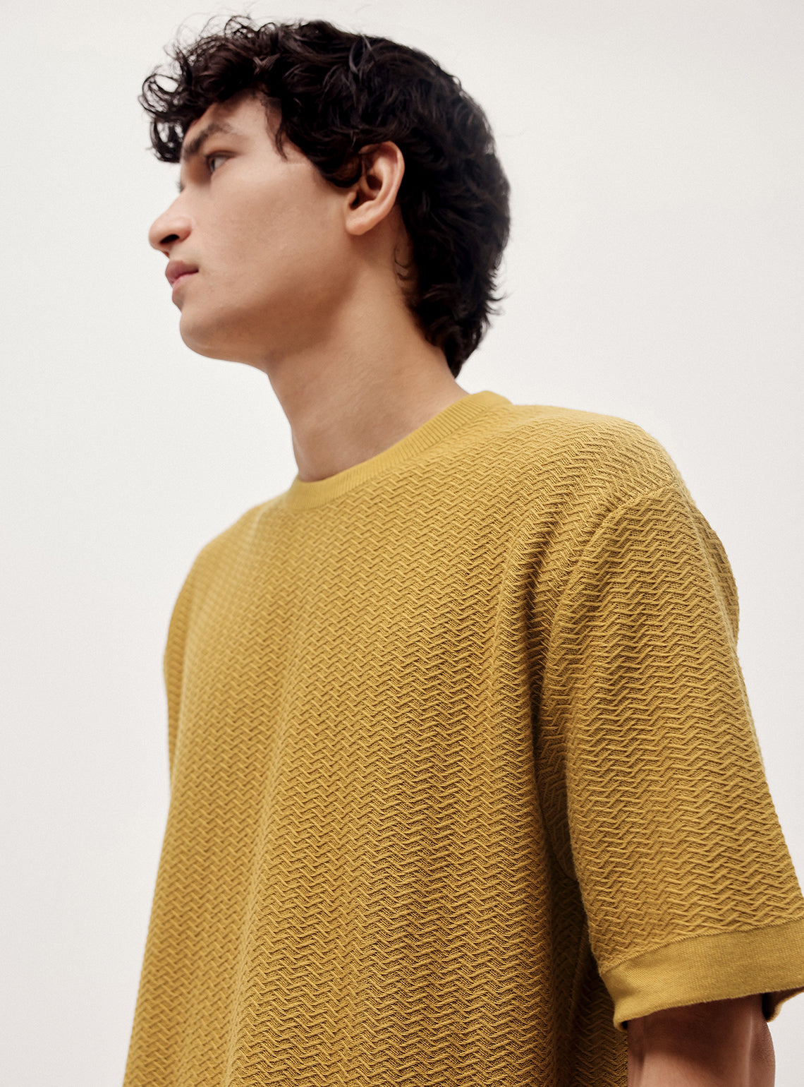 Wood Olive Cotton Jacquard Crew