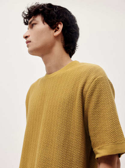 Wood Olive Cotton Jacquard Crew