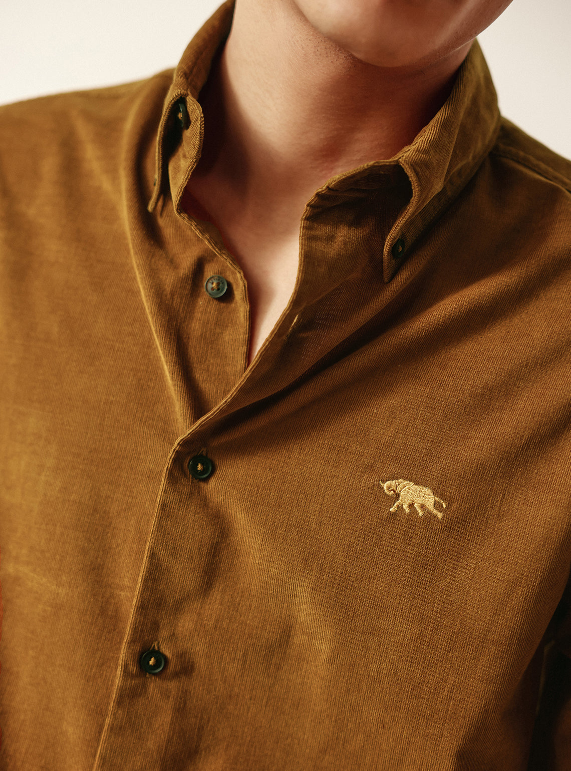 Amber Brown Cotton Tencel Corduroy Shirt