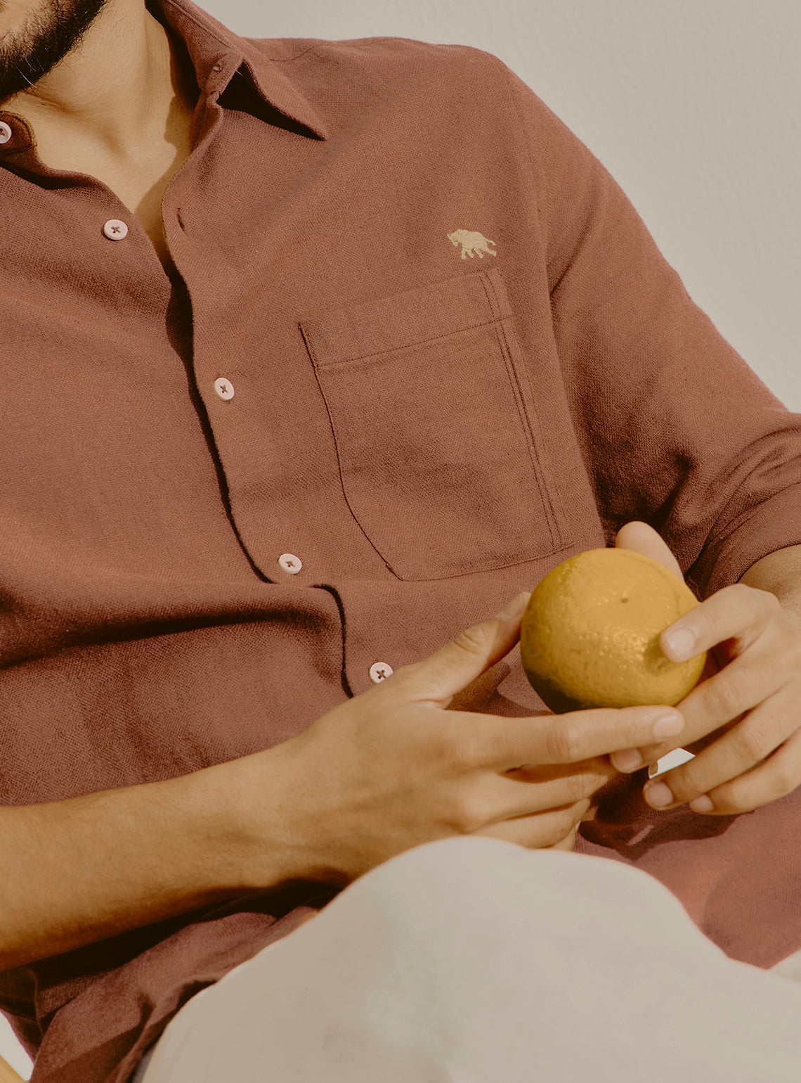 Taormina Brown Cotton Linen Shirt
