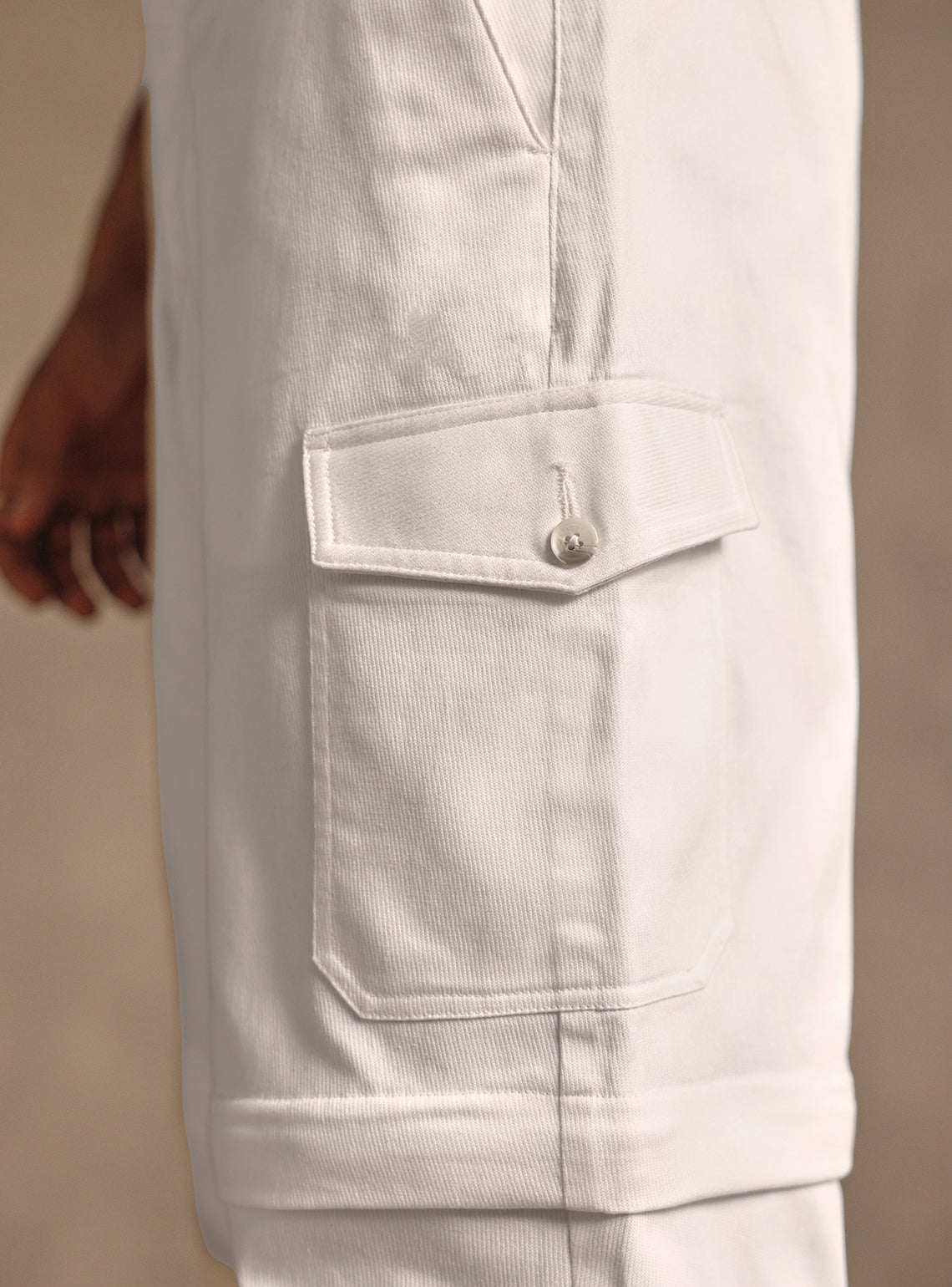 Desert White Cotton Blend Convertable Cargo