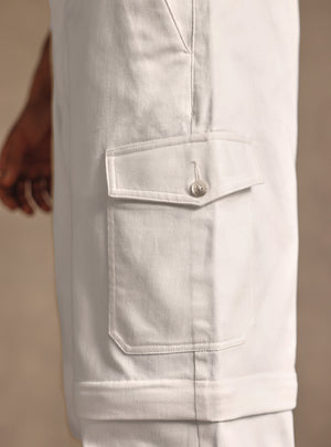 Desert White Cotton Stretch Convertable Cargo