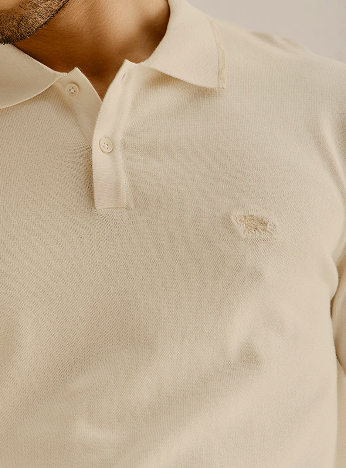 Bodrum Off-White Cotton Knit Polo