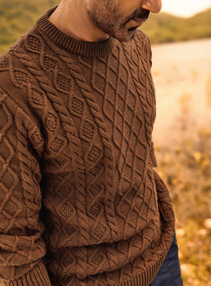Rust Burn Cotton Melange Pullover