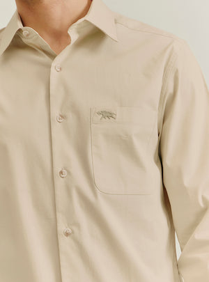 Sand Beige Cotton Stretch Shirt