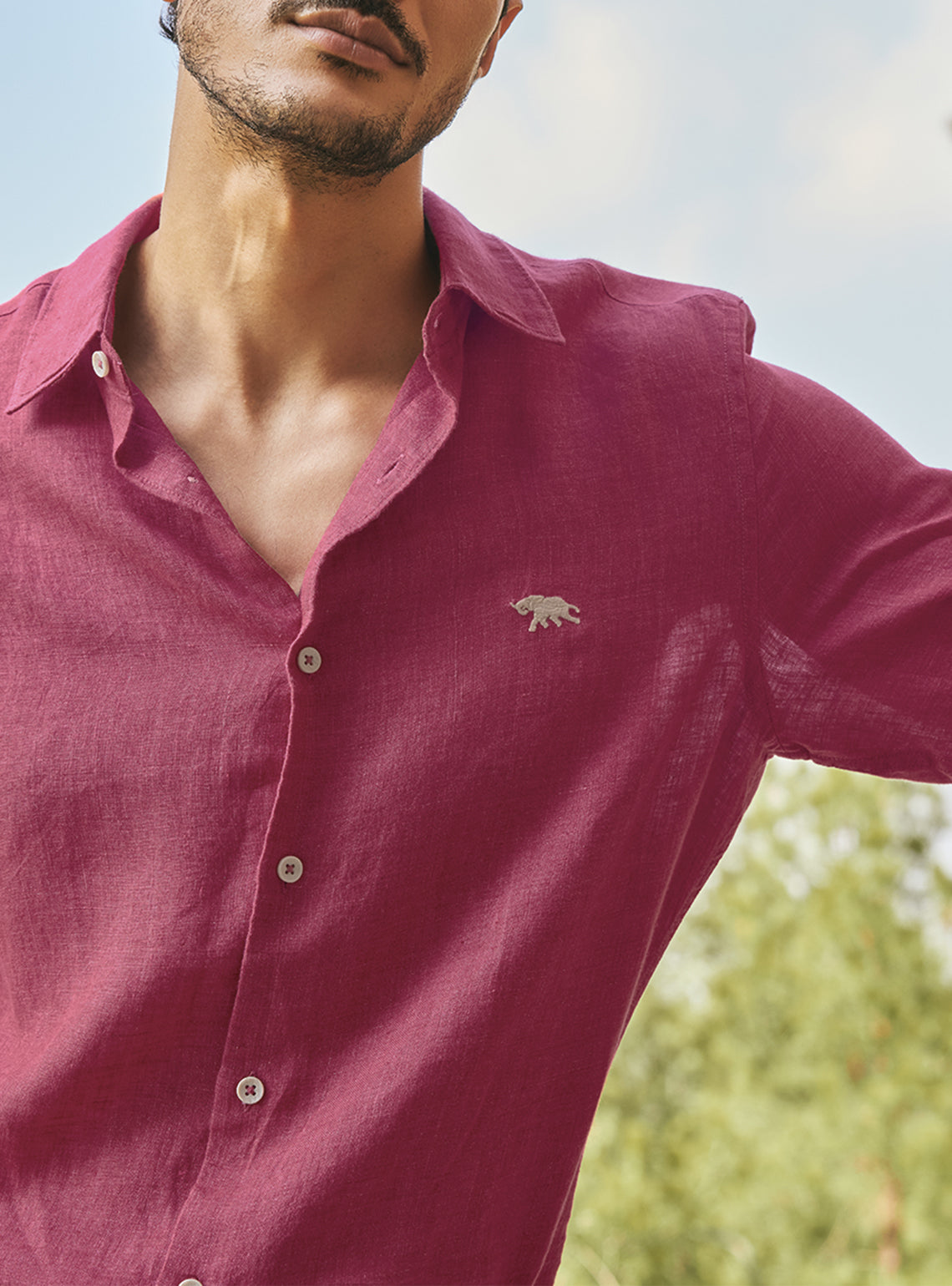Rustic Burgundy European Linen Shirt