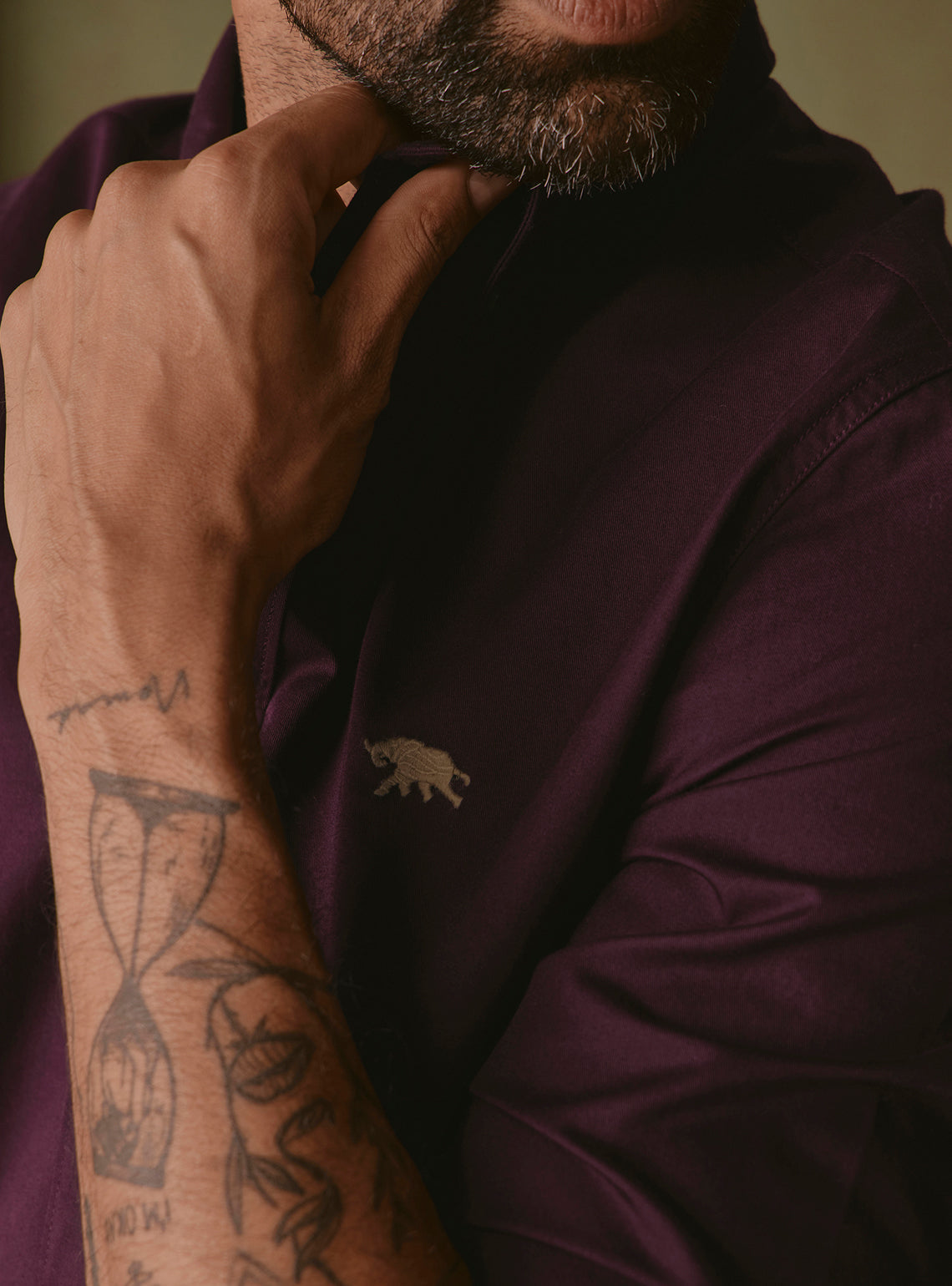 Merlot Burgundy Cotton Twill Shirt