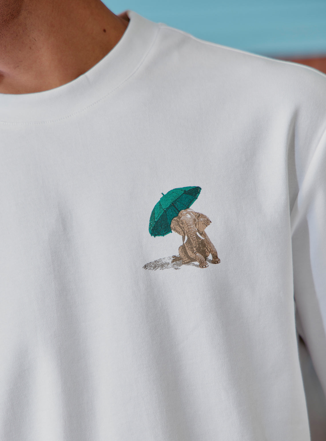 Daiquiri White Cotton Print Crewneck