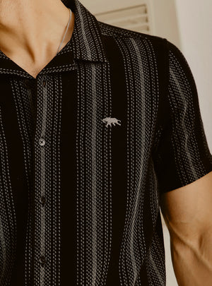 Portofino Black Cotton Stripe Shirt