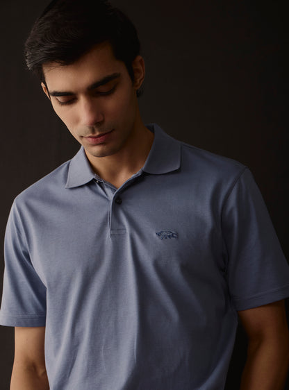 Cobalt Blue Cotton Jersey Polo