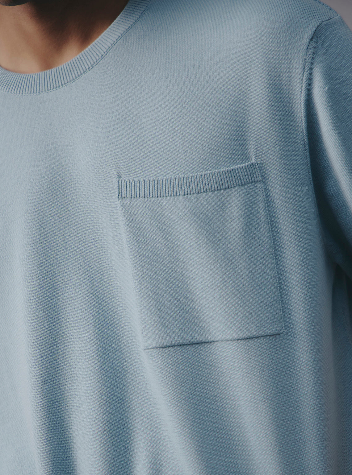 Lagoon Blue Cotton Crewneck