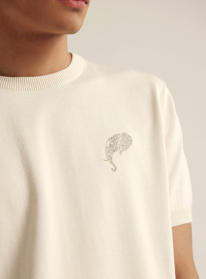 Ivory White Cotton Crew Tee