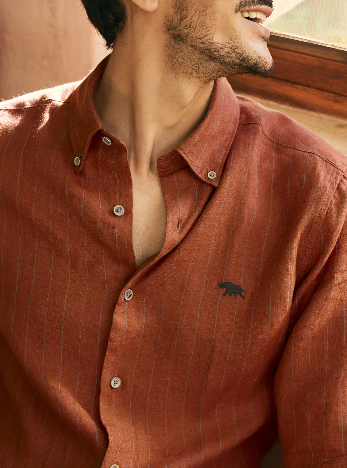 Flare Red Stripe Linen Shirt