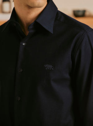 Midnight Navy Cotton Stretch Dobby Shirt