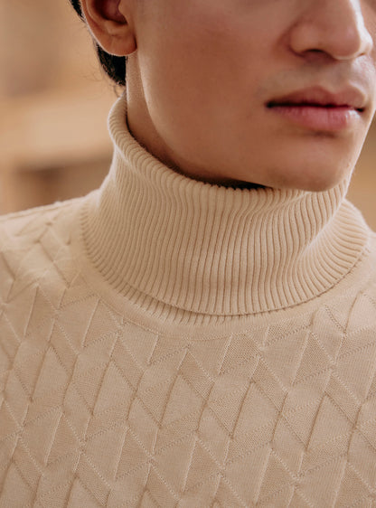 Bison Off-White Cotton Wool Pullover