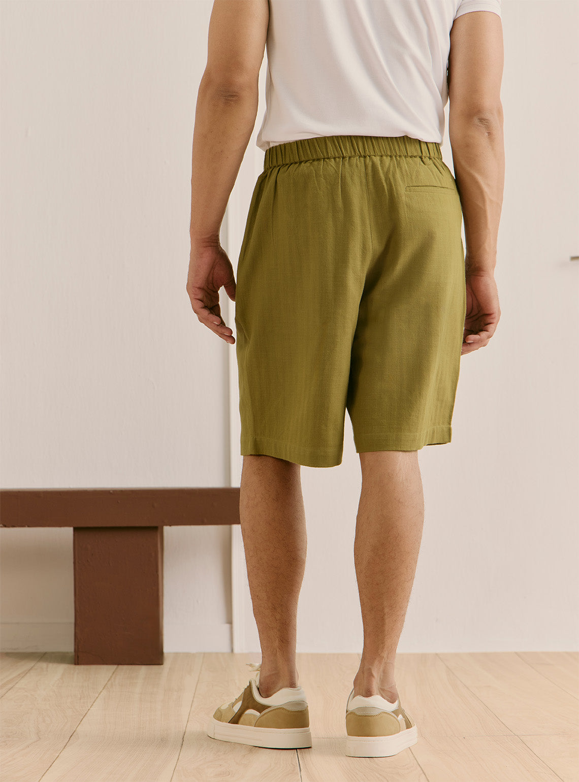 Shoreline Olive Cotton Straight Shorts