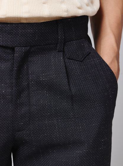Vulcan Navy Wool Blend Trousers
