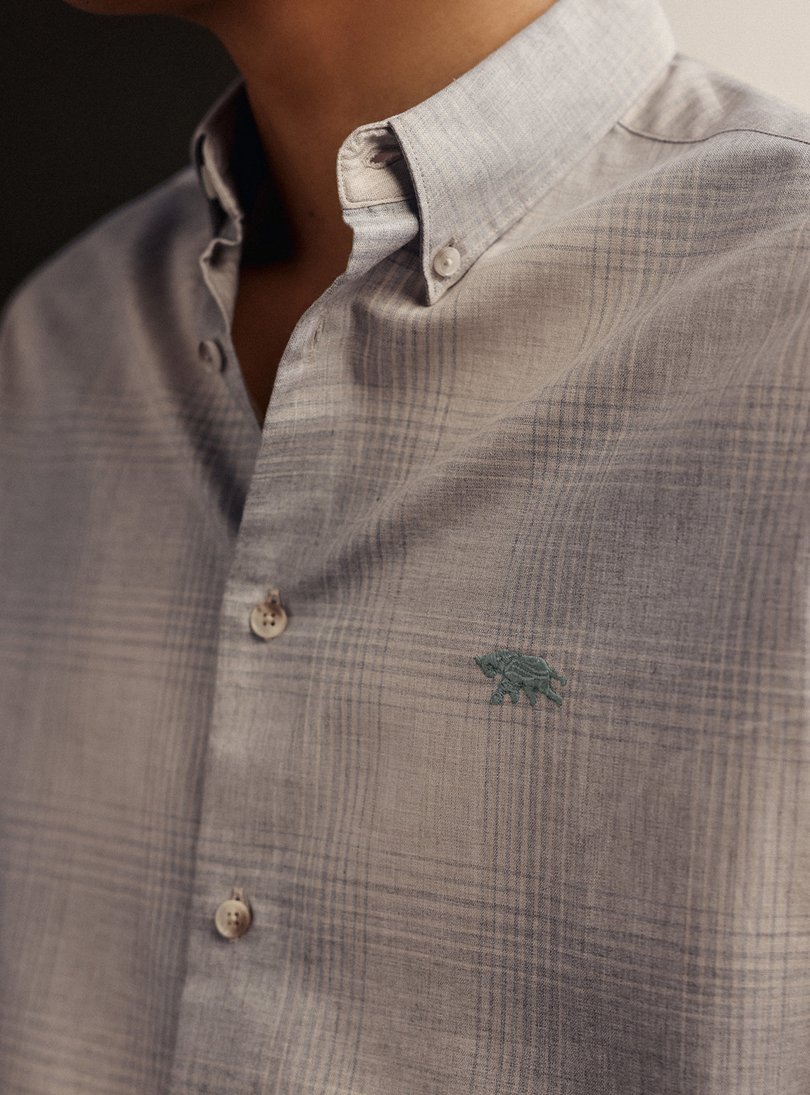 Grey Fade Cotton Melange Shirt