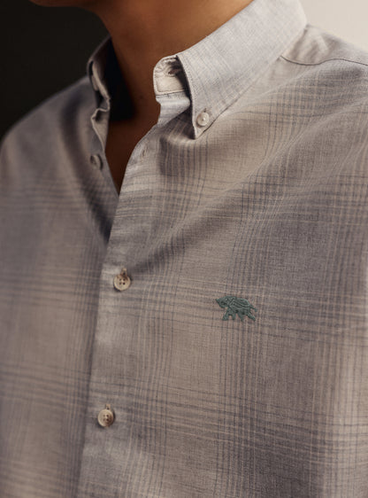 Grey Fade Cotton Melange Shirt