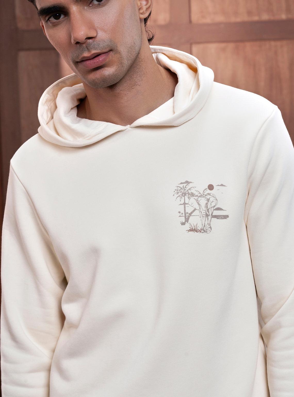 Vista White Cotton Blend Hoodie