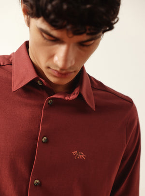 Terracotta Rust Cotton Knit Shirt