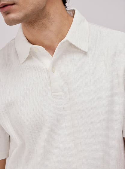 Porcelain White Cotton Polo