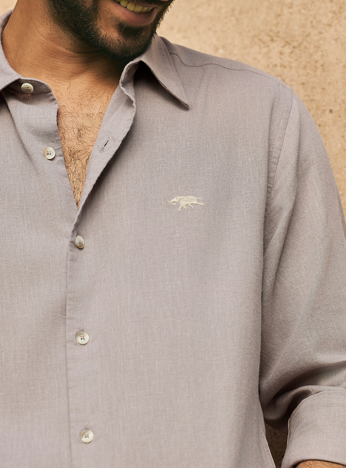 Ashfall Grey Lyocell Linen Shirt
