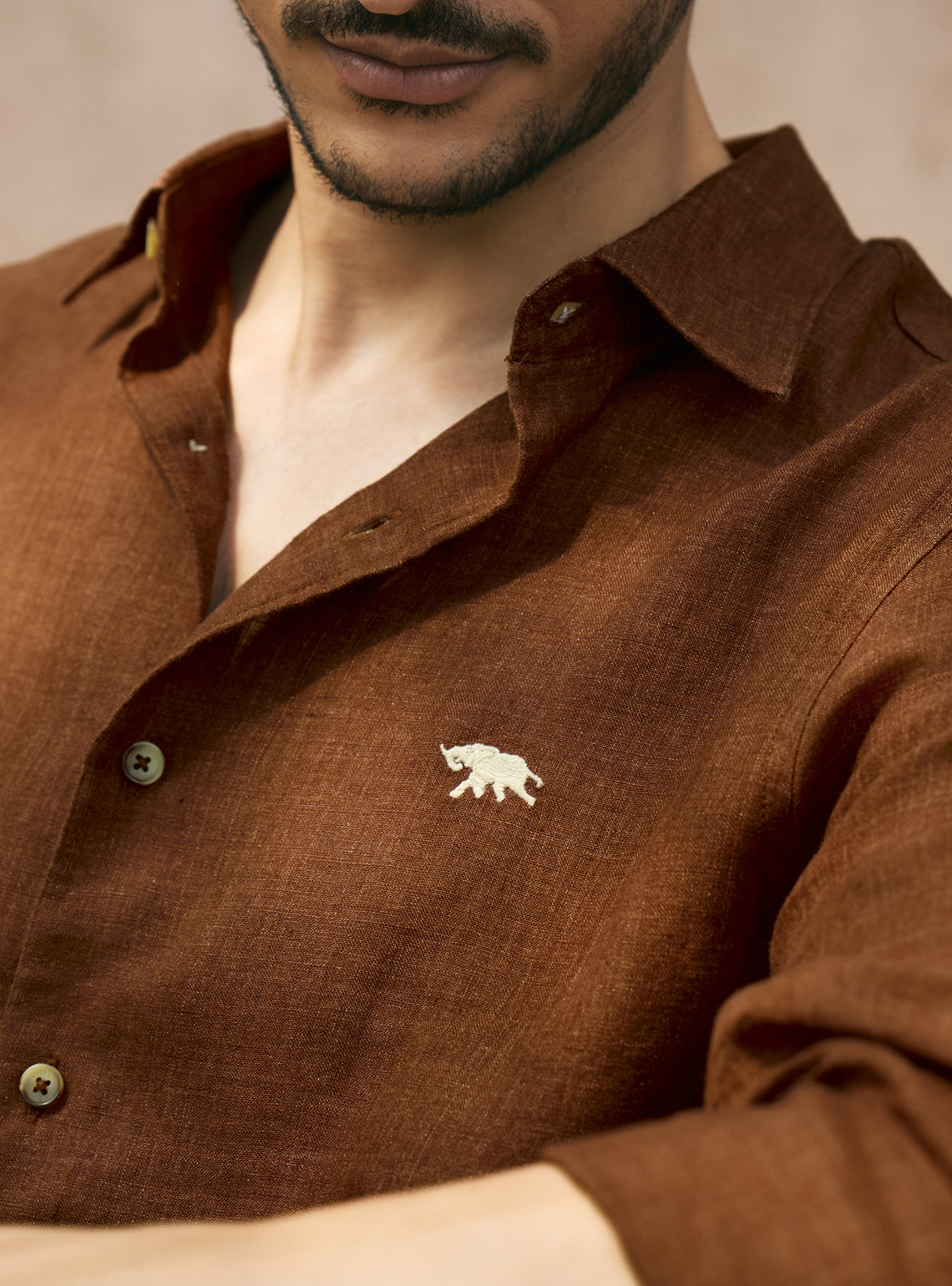 Earthy Brown European Linen Shirt