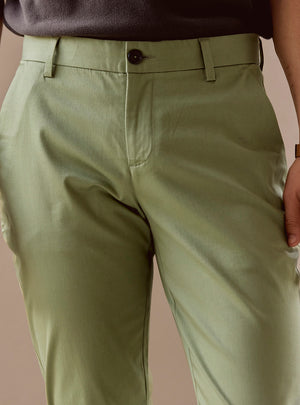 Matcha Green Cotton Stretch Chinos