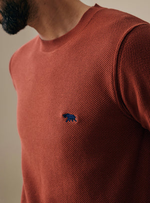 Burnt Rust Cotton Honeycomb Pullover